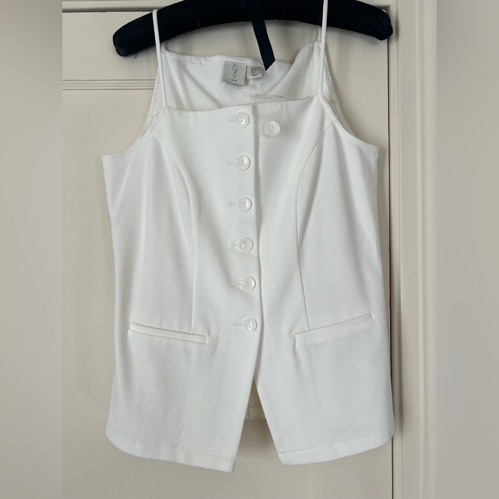 Joie Ivory Button-Up Sleeveless Vest Top